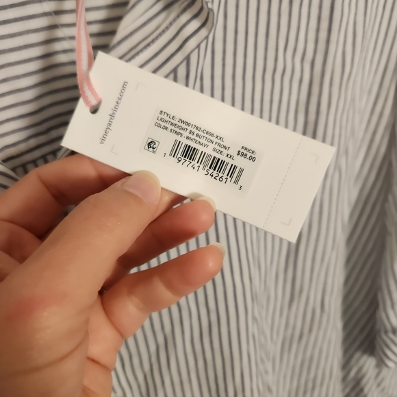 Vineyard Vines Navy and White Striped Shirt Size XXL New With Tag - Picture 3 of 3
